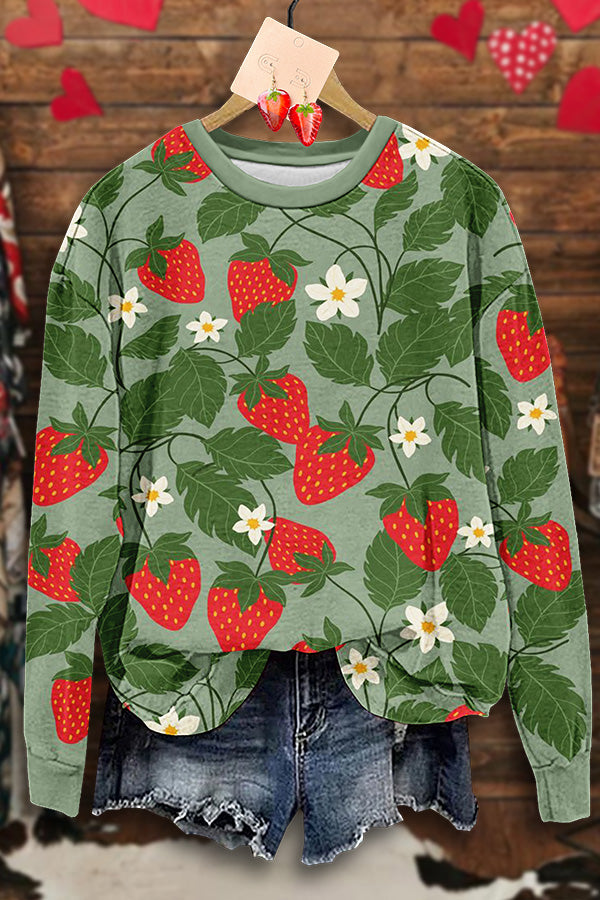 Happy Strawberry Garden printed sweatshirt