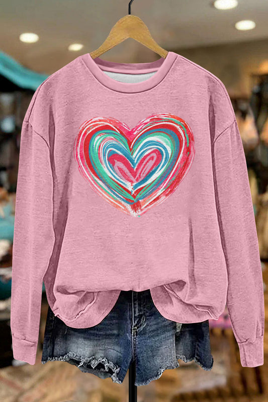 Unique Valentine's Day Heart Graffiti Print Sweatshirt