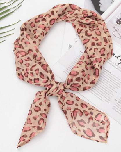 Fashionable Leopard Print Chiffon Square Scarf