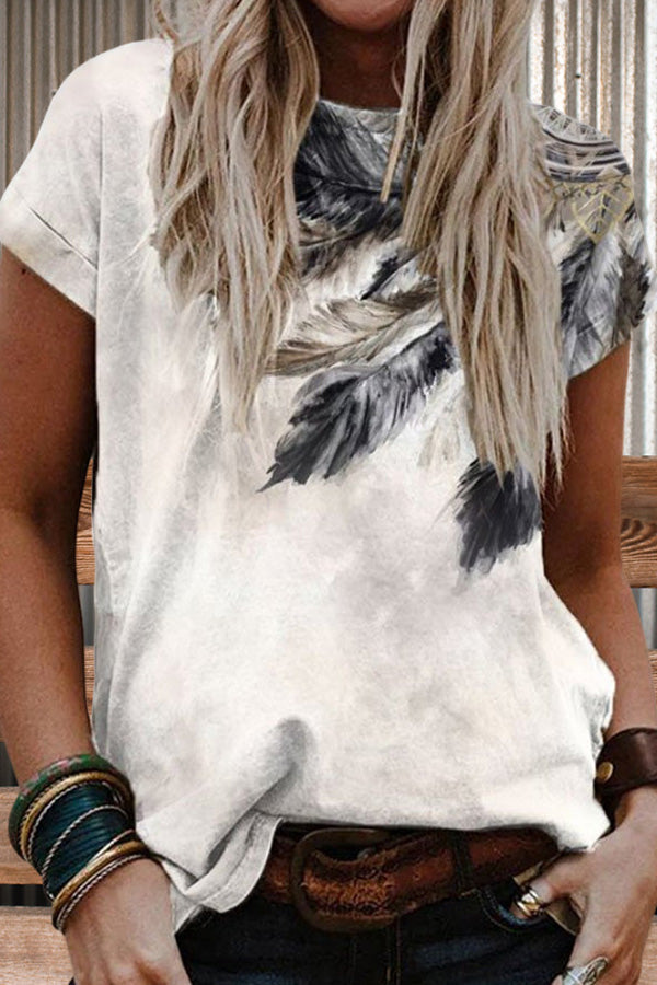 Ethnic Print Crew Neck T-shirt