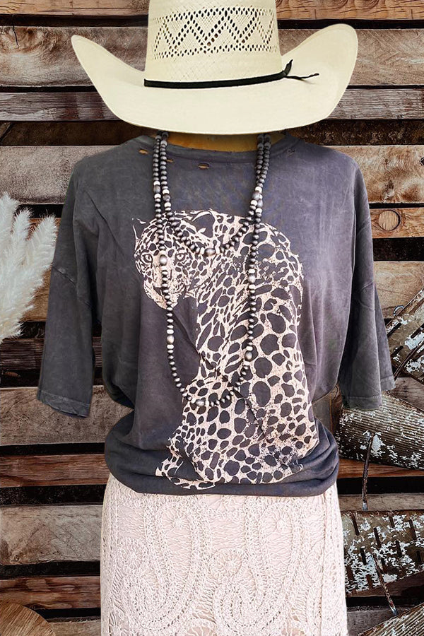 Cheetah Print Ripped T-shirt