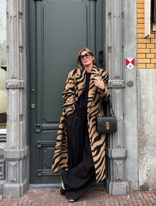 Long Brown Coat With A Zebra Print