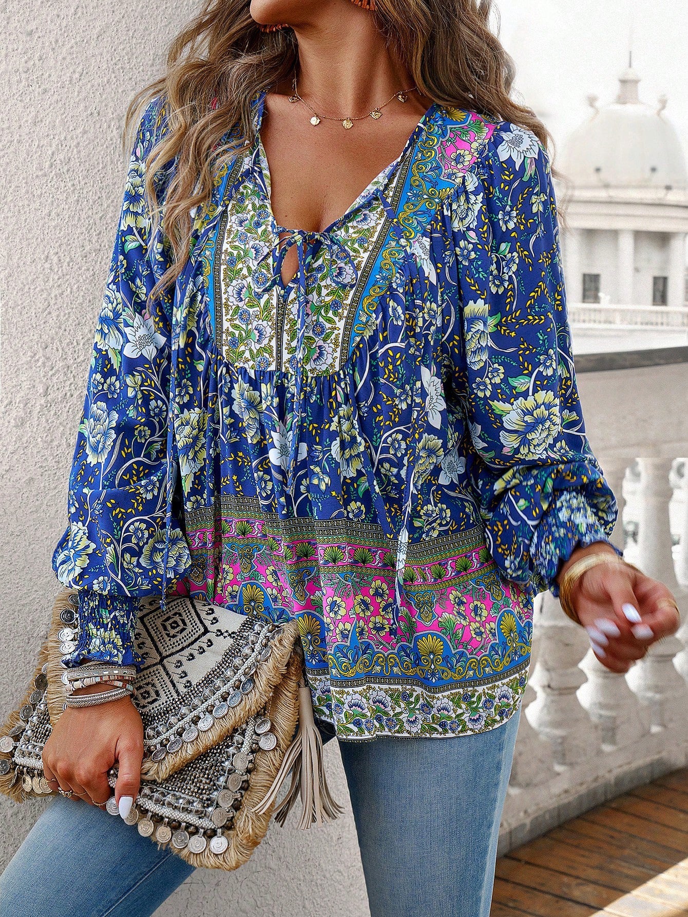 Elara Boho Floral Blouse