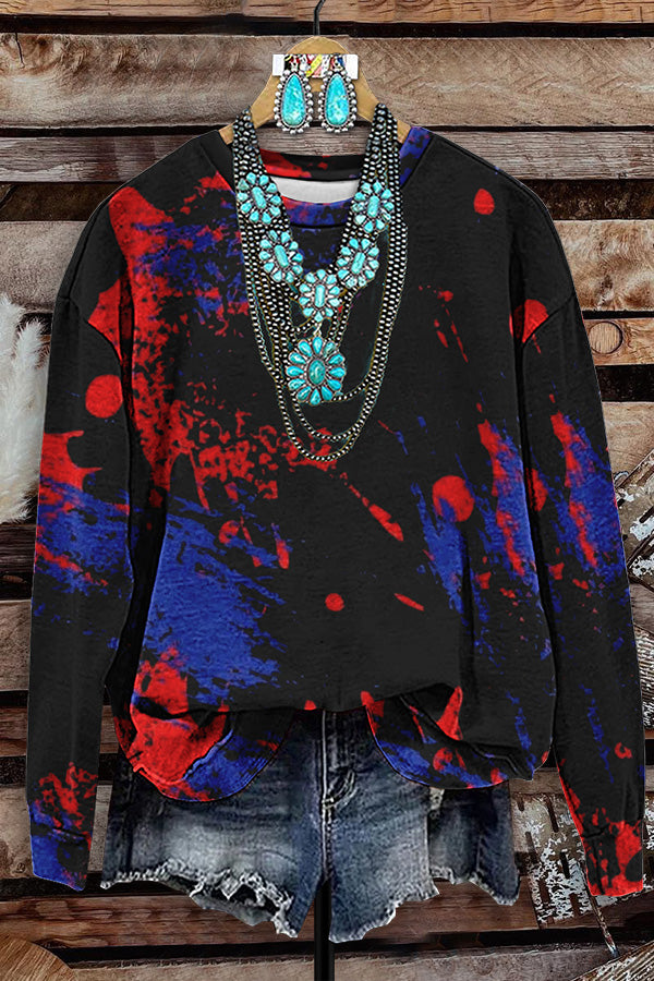 Contrast Color Splash Print Sweatshirt