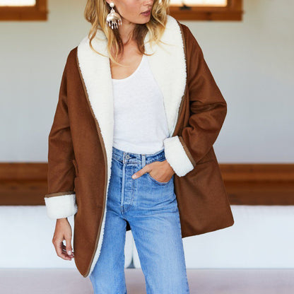 Orchard Faux Suede Sherpa Lined Coat