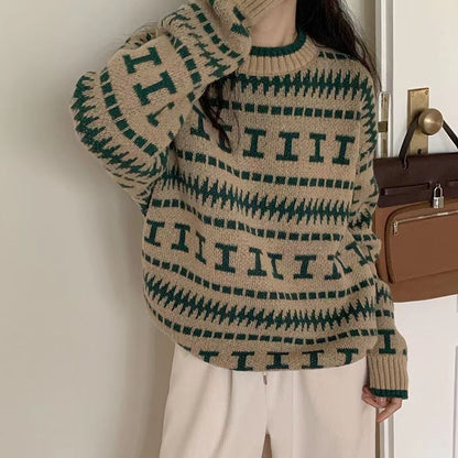 Retro Striped Woolen Sweater