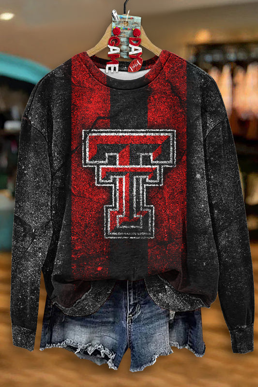 Vintage Texas Tech Red Raiders Print Sweatshirt