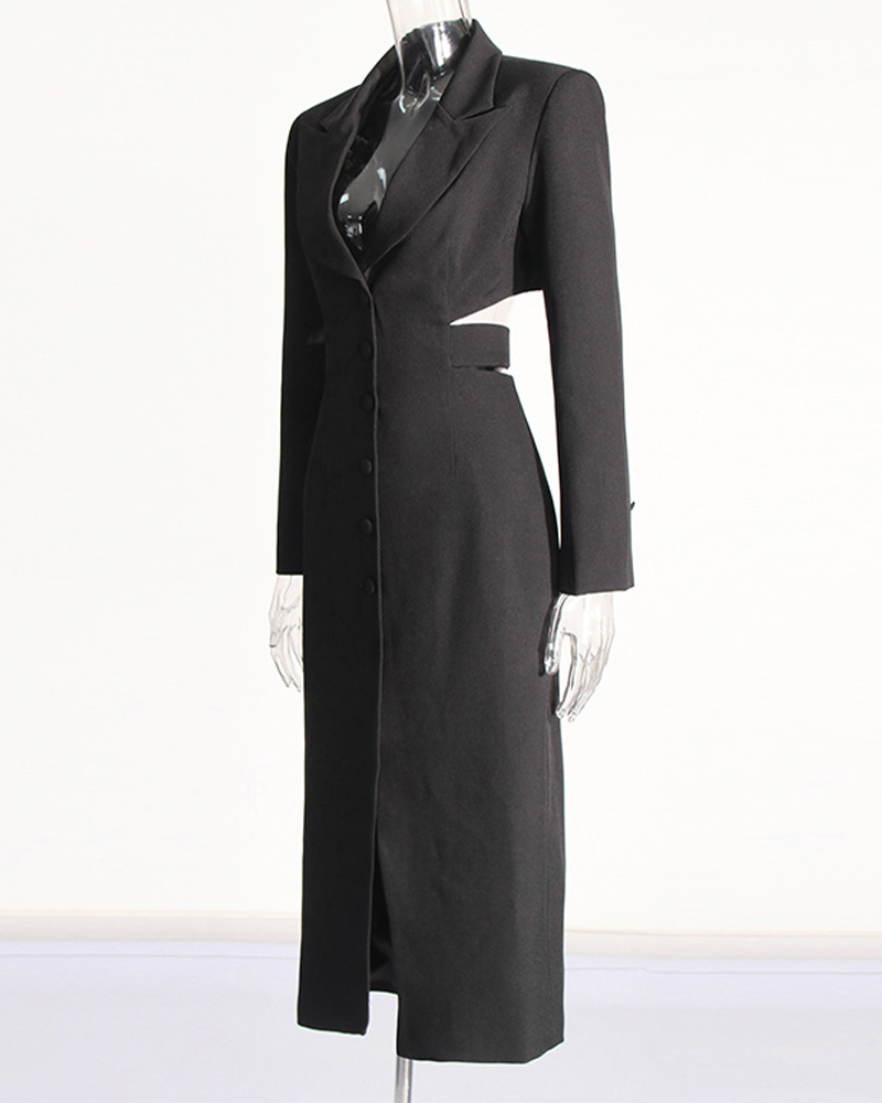 Embellished Waist-High Suit Long Coat