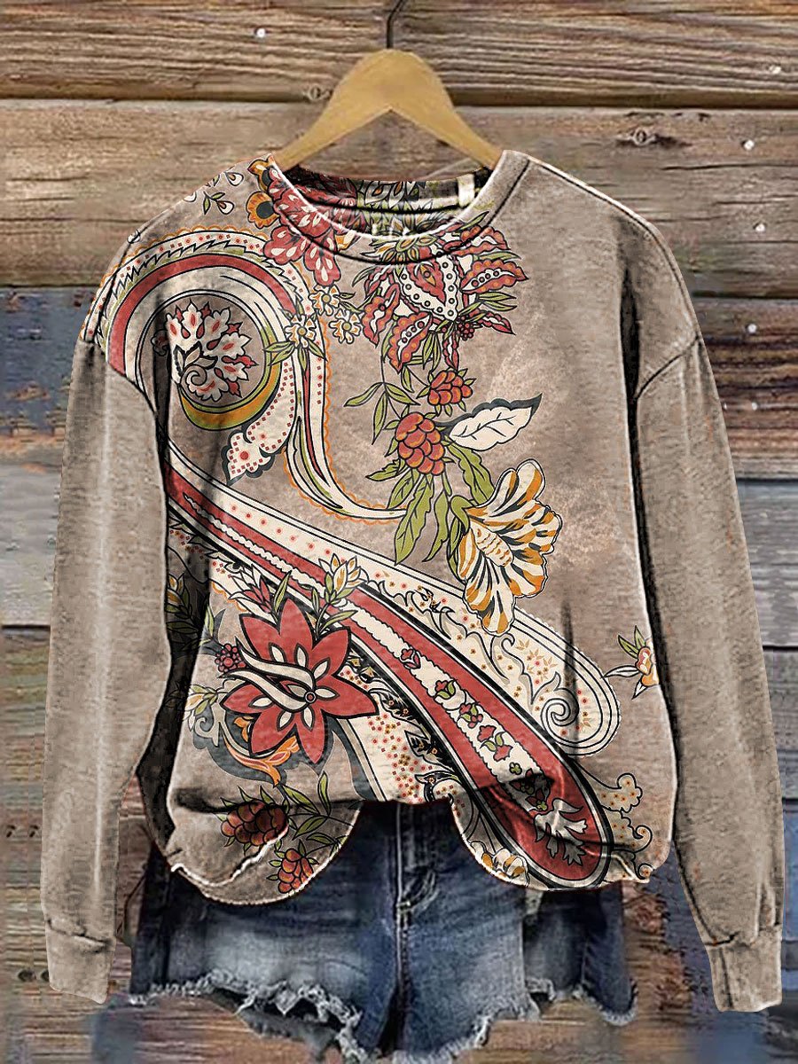 Vintage Floral Fine Art Print Casual Sweatshirt