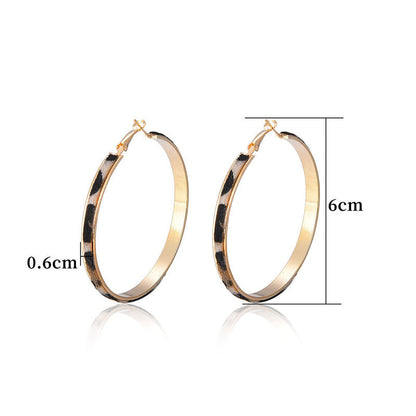 Bohemian Vintage Leopard Leather Round Hoop Earrings