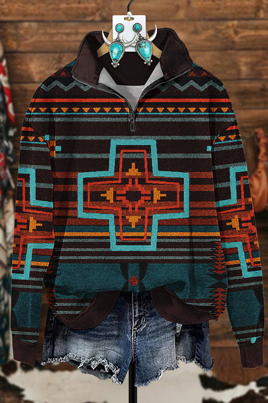 Retro Classic Aztec Zipper Sweatshirt