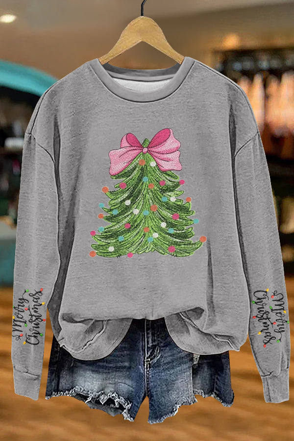 Sweet Christmas Tree Print Sweatshirt