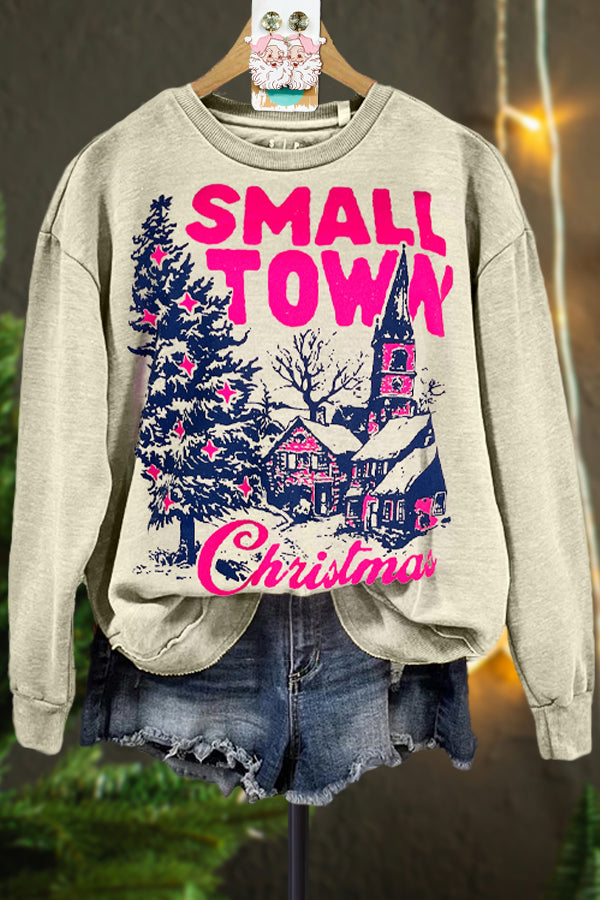 Classic Contrast Color Christmas Print Sweatshirt