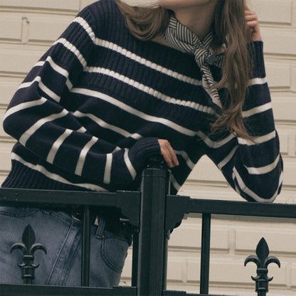 Women's Striped Off-shoulder Sweater