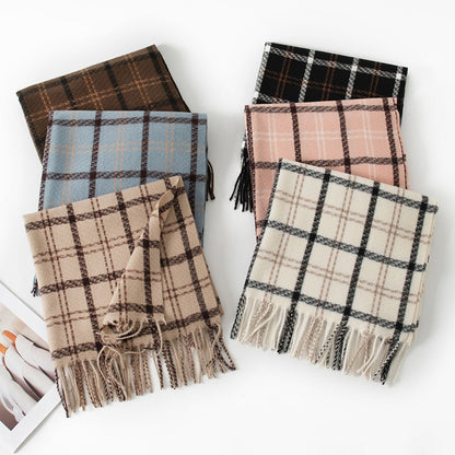 Classic Plaid Tassels Soft Scarf