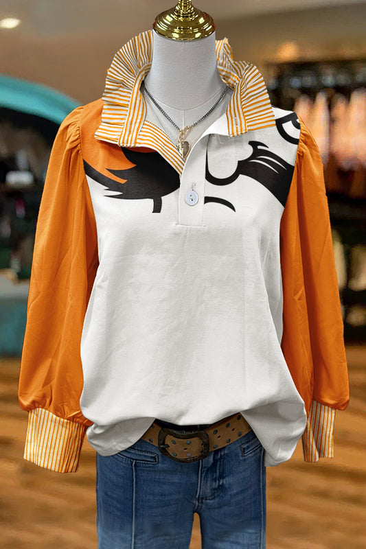 Bright OSU Gameday Print Puff Sleeve Blouse