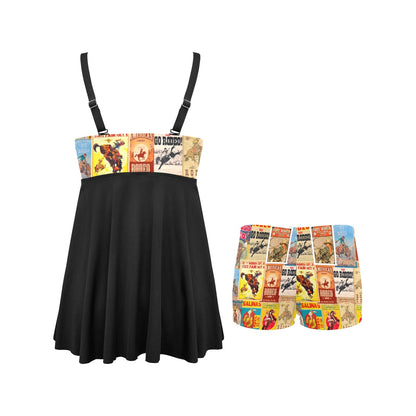 Vintage Rodeo Poster Swim Dress & Shorts Set