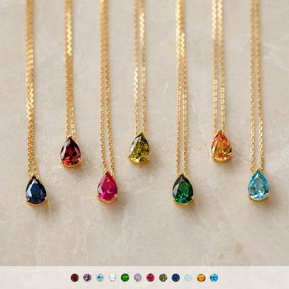 Women's December Birthday Pear-shaped Teardrop Zircon Necklace