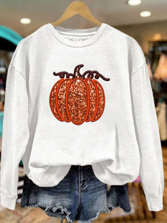 Women's Pumpkin Sequin Sweatshirt