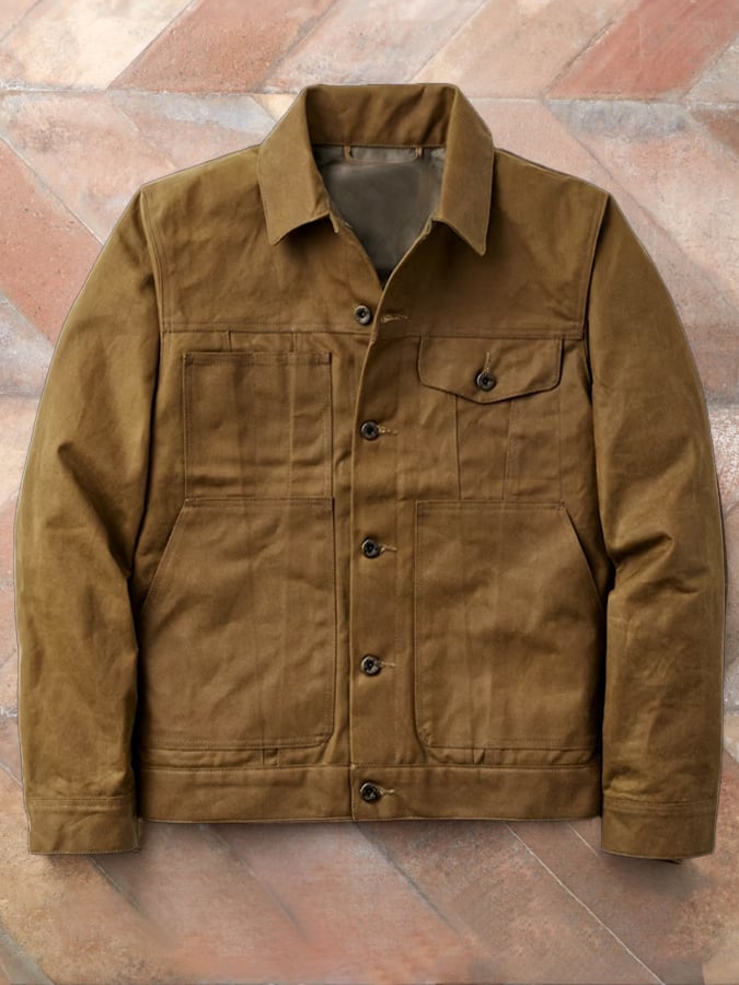 Men's vintage distressed western pocket suede jacket