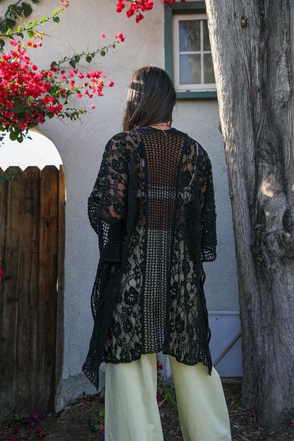 Floral Lace Textured Kimono choice of colors