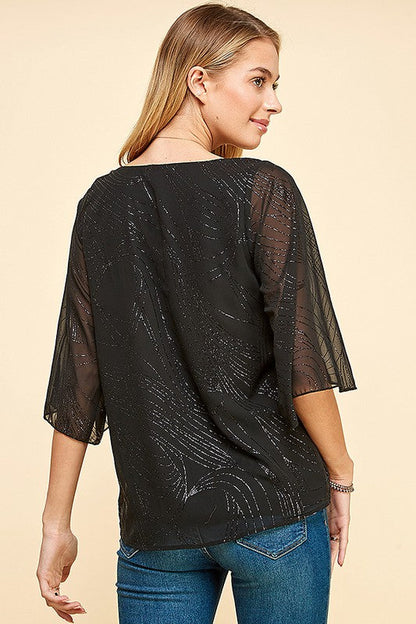 Glittered Print Woven Blouse