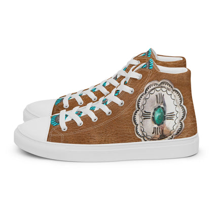 Turquoise Concho Women__ high top canvas shoes