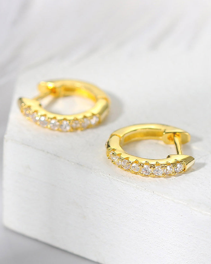 Simple Circle Micro-Paved Single Row Zircon Earrings