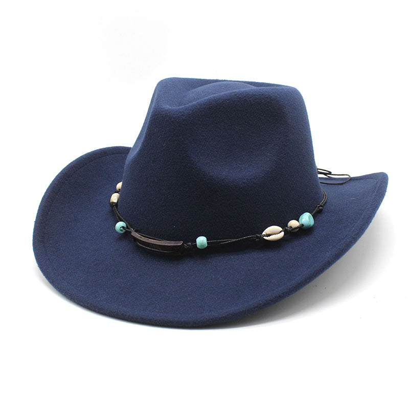 Unisex Fall Vintage Western Cowboy Woolen Sun Protection Wide Brim Hat