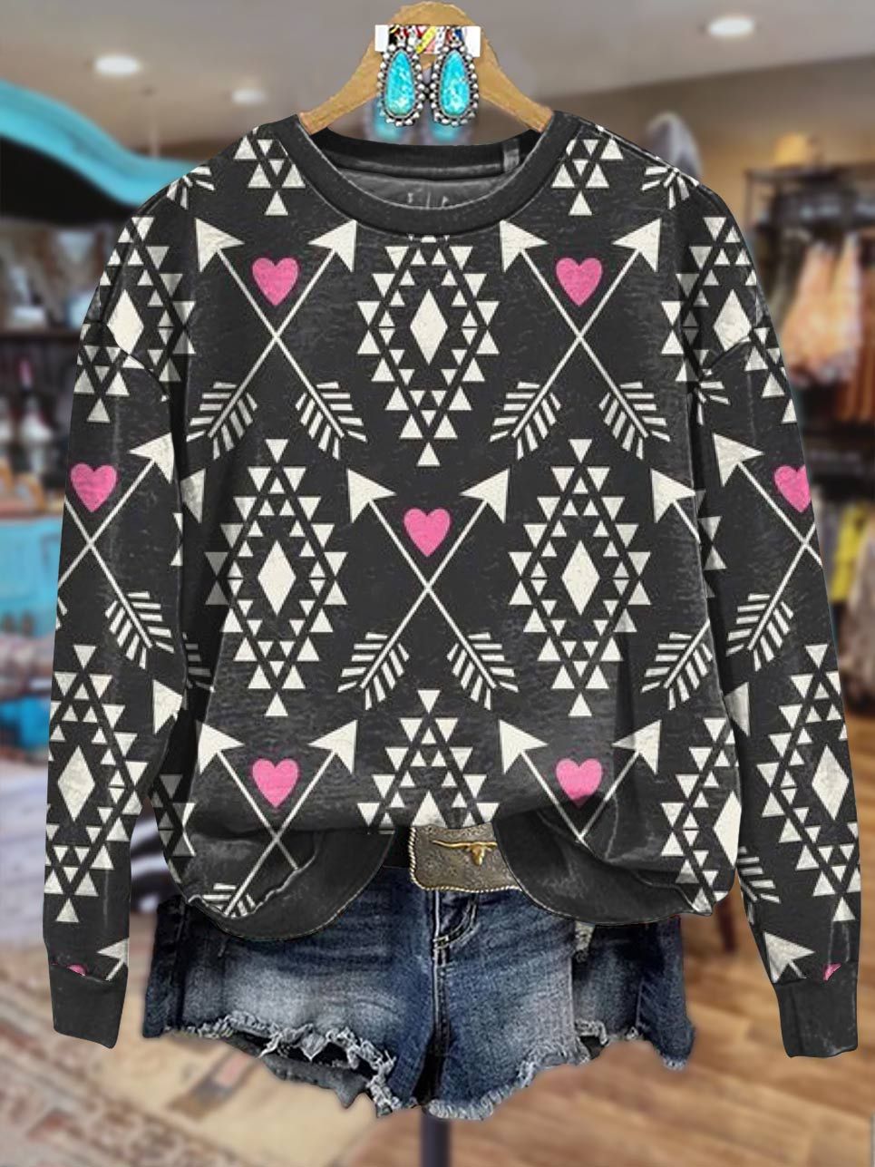 Aztac Print Casual Sweatshirt