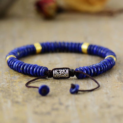 Unisex Lapis Lazuli Natural Stone Bohemian Ethnic Bracelet