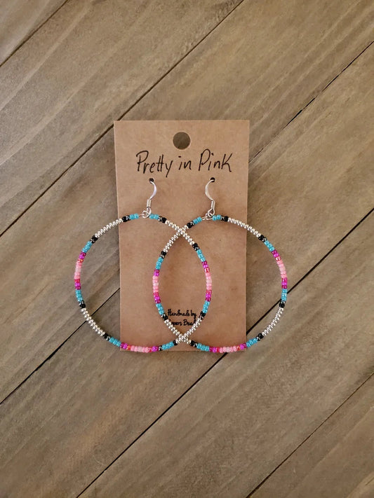 Pretty in Pink Large Hoop Earrings