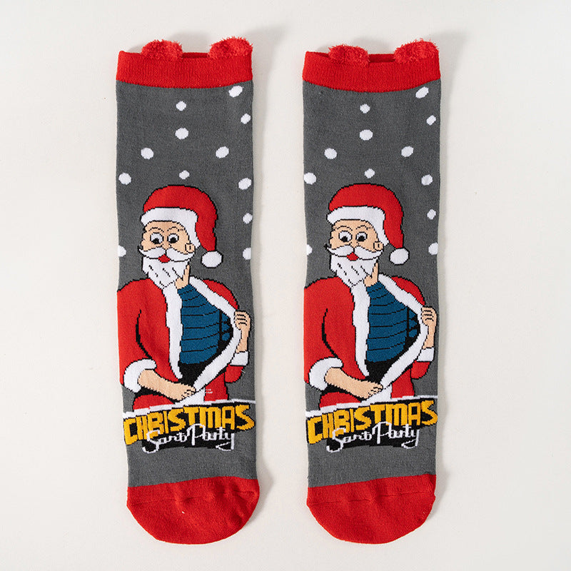 Cute Christmas Cartoon Santa Claus Socks