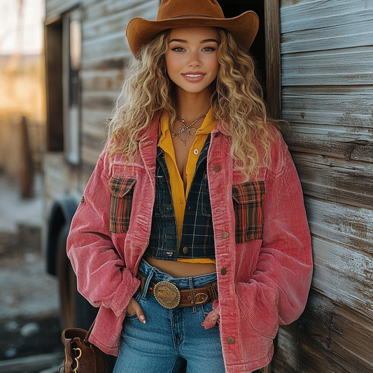 Vintage Western Cowgirl Corduroy Lapel Jacket