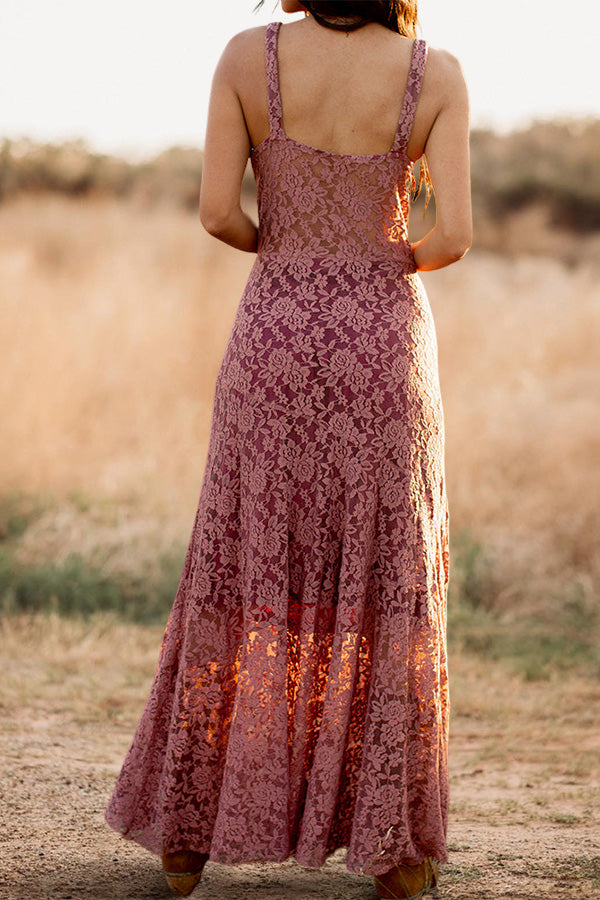 Floral Lace Slip Maxi Dress