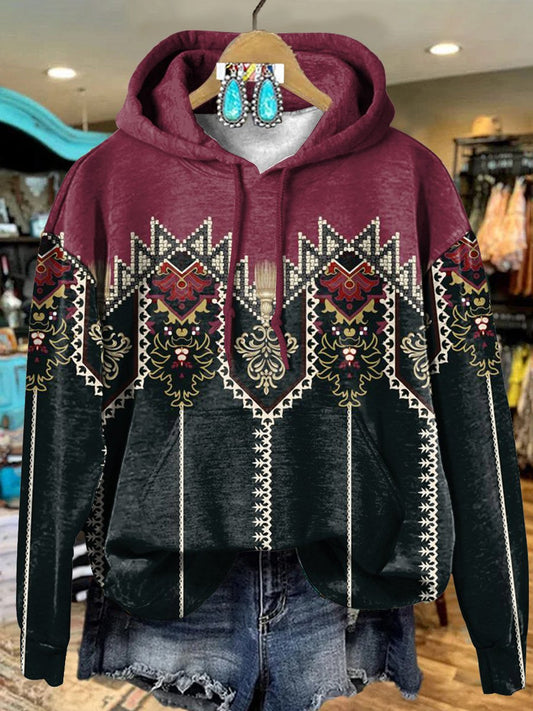 Retro Aztec Ethnic Stripes Art Print Casual Hoodie Sweatshirt