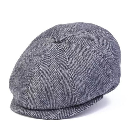 Herringbone Wool 8 Panels Newsboy Cap, PEAKED  Hat