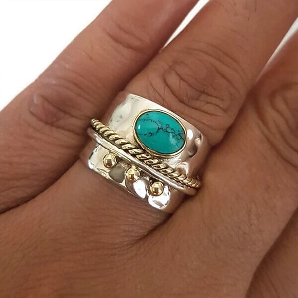 Promotion 70% OFF-Turquoise Wide Band Ring