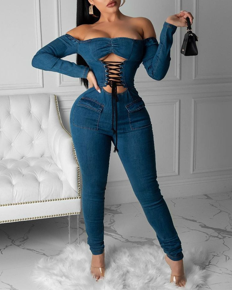 Tied Sexy Denim Jumpsuits