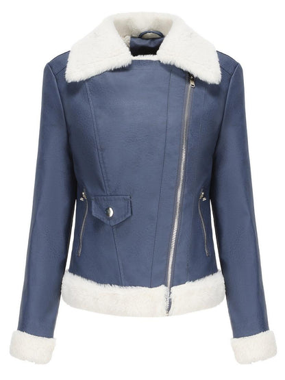 Glamorous Leather Jacket With Faux Shearling Lining