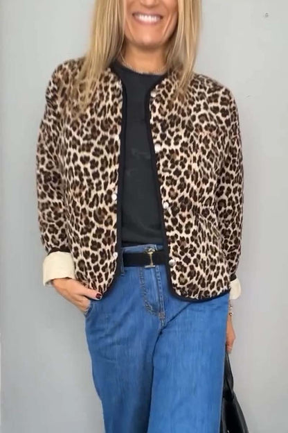 Women's casual leopard print short coat