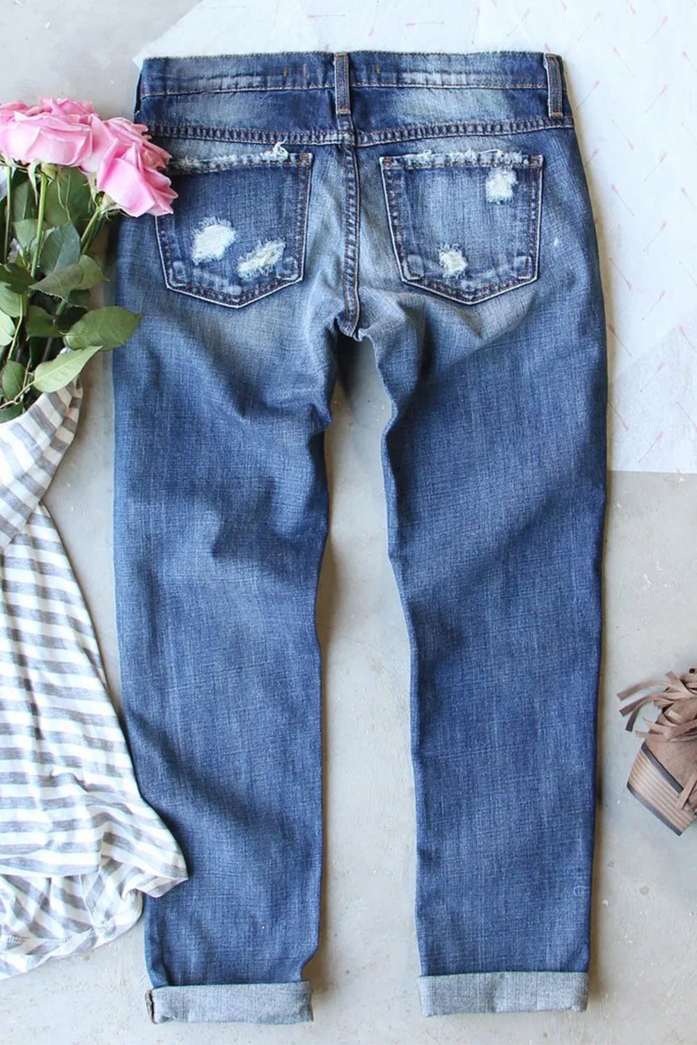 OMG Distressed Football Straight Jeans!