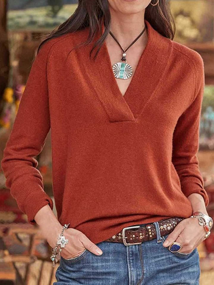 Women's V-Neck Knit Pullover Sweater