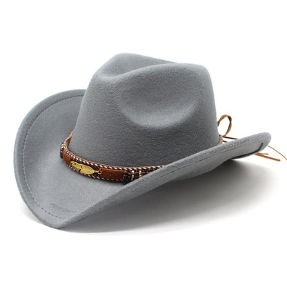 Men's Vintage Western Cowboy Hat Knight Woolen British Felt Hat