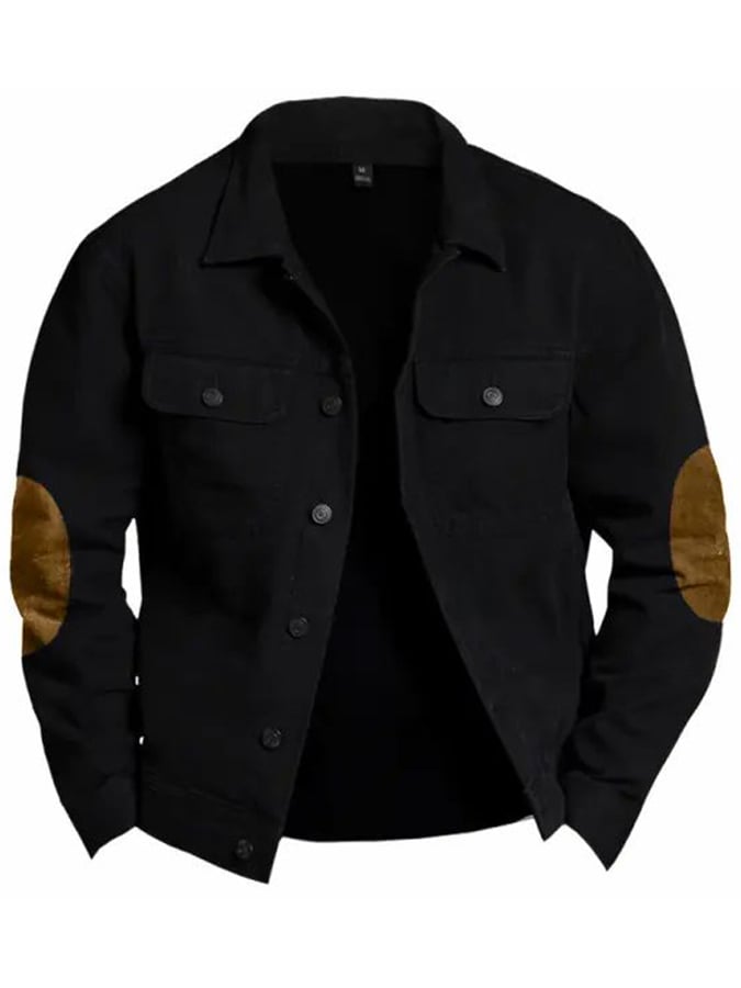 Men's Western Print Pocket Button Lapel Jacket