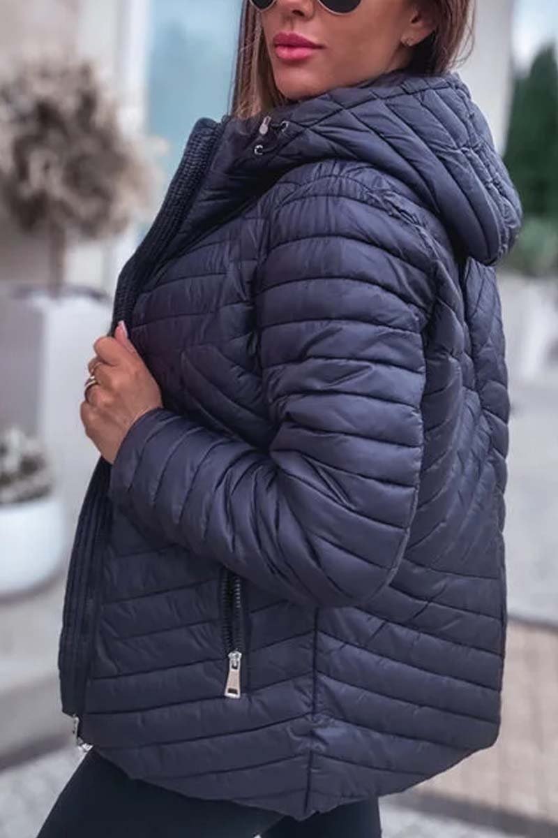 Women's Casual Solid Color Hooded Jacket