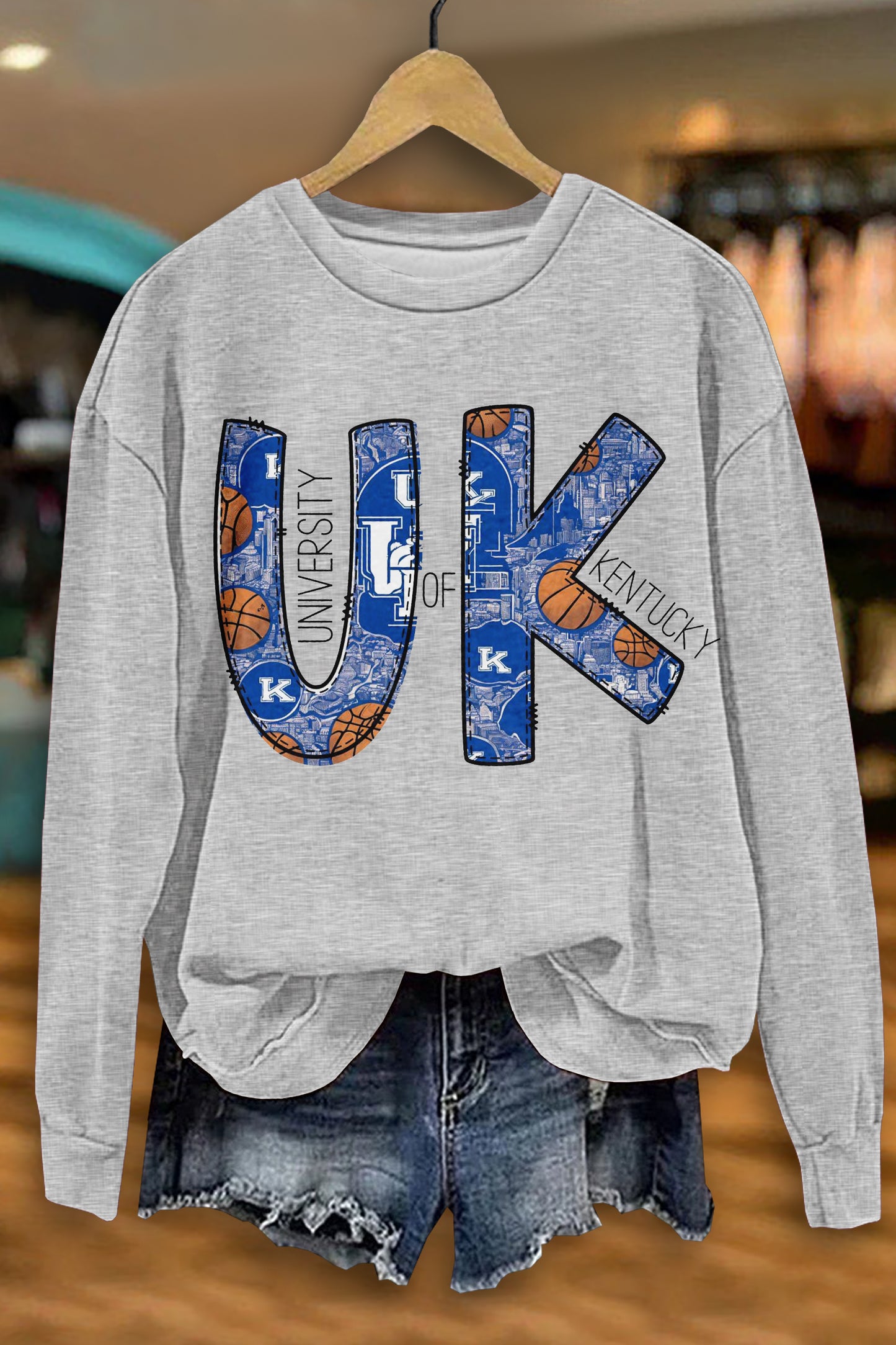 Simple Kentucky Wildcats Basketball Game Day Print Sweatshirt