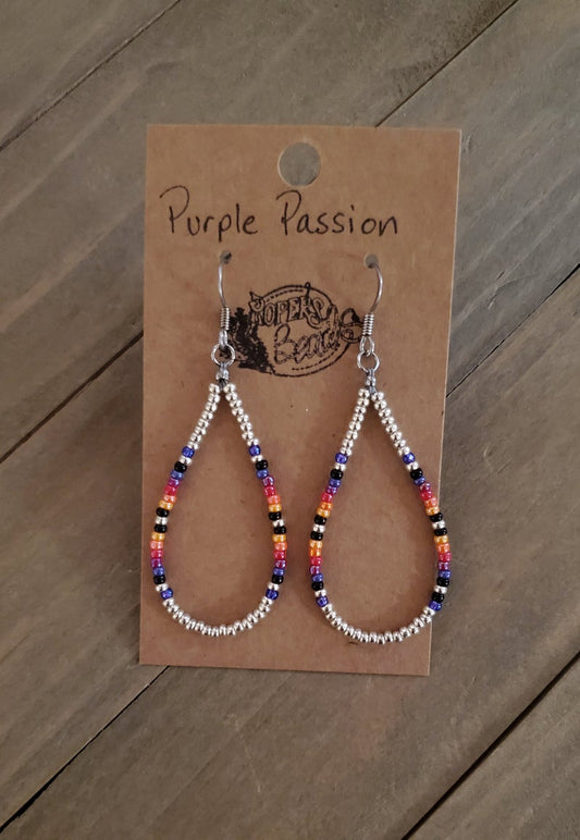 Purple Passion Drop Hoop Earrings