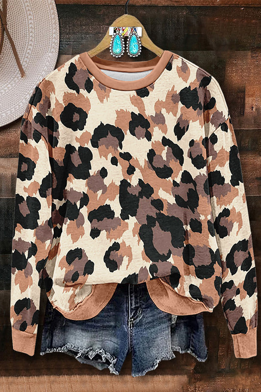 Versatile Leopard Print Sweatshirt