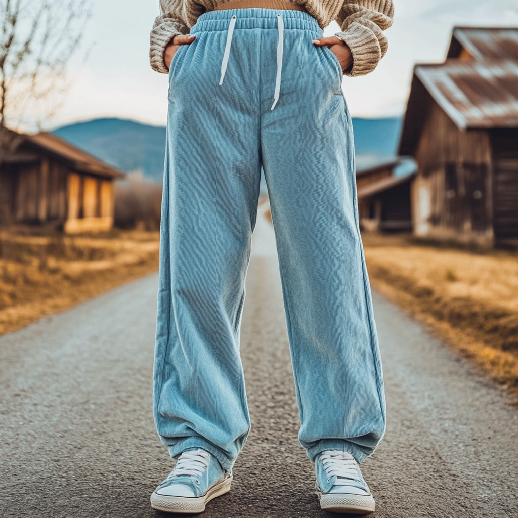 Women's Loose Corduroy Casual Trousers, Simple And Comfortable Straight Trousers